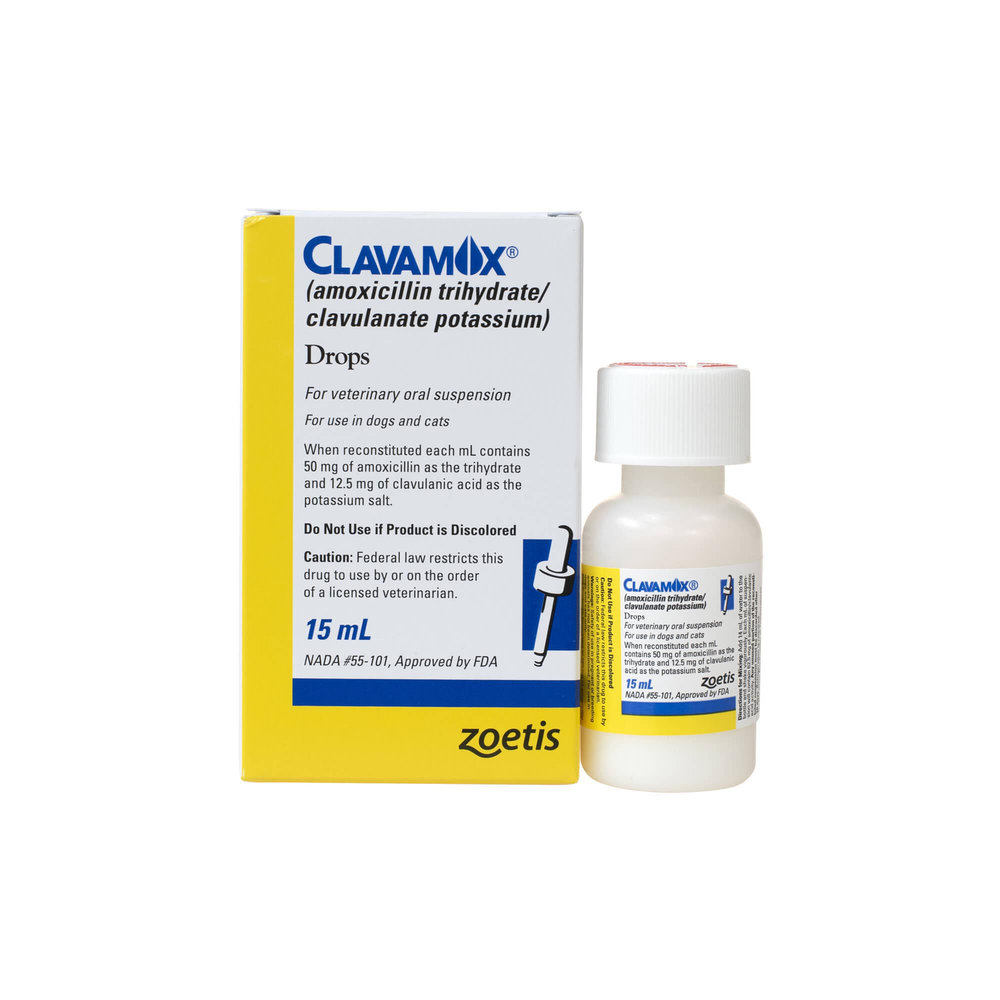 Clavamox (Amoxicillin / Clavulanate Potassium) Oral Suspension for Dogs & Cats, 15-mL
